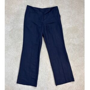 Nine‎ West Women's Navy Blue Linen Blend Wide Leg Career Dress Pants Size 12